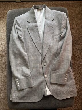 Men's Light Gray Glen Plaid Blazer - Tailored Sport Coat